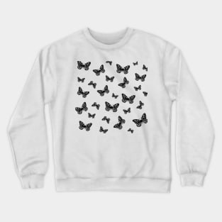 Black and white scattered butterfly pattern Crewneck Sweatshirt